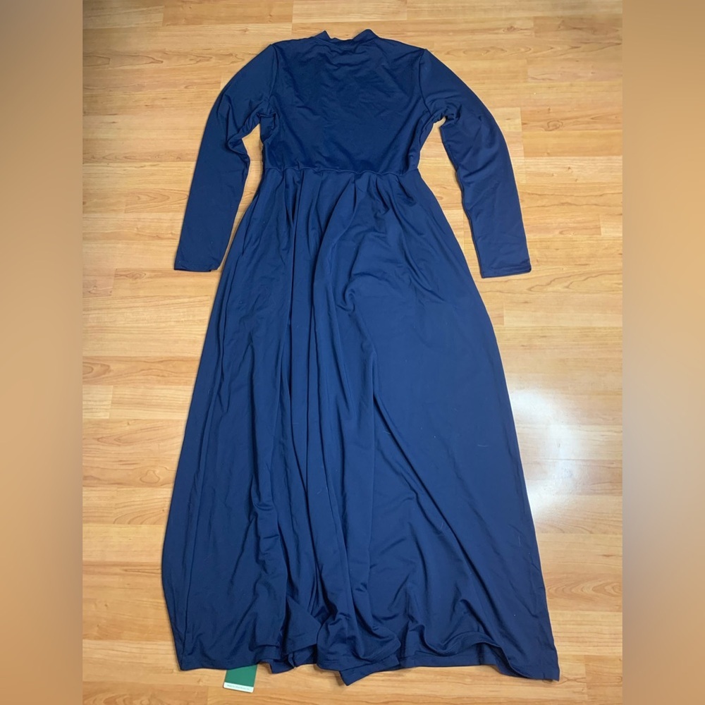 NWT Halara Navy Blue Mock Neck Long Sleeve Maxi Dress with Pockets - Large - Picture 3 of 10